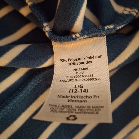 Time and Tru Women's Teal and White Striped Cowl Neck Sweater - Picture 6 of 7